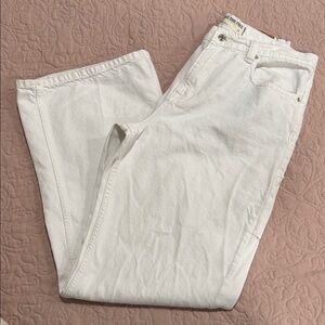 Free People We the Free Tinsley Baggy High Rise Straight Leg White Denim Jeans